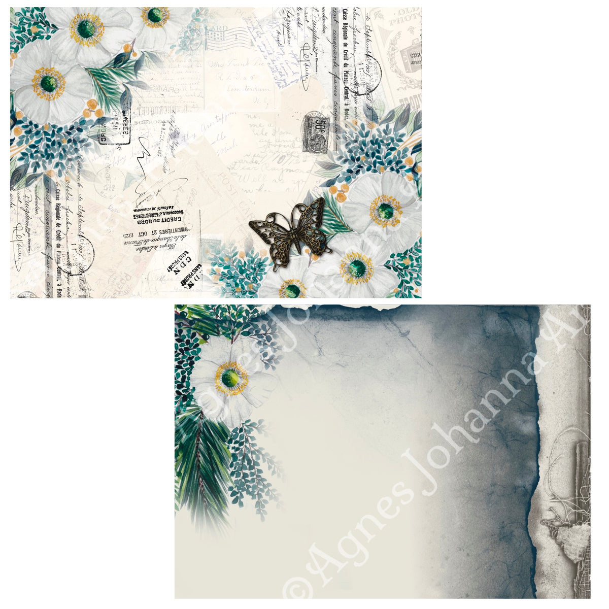 Digitales Papierset „Weisse Anemonen“ – A4 zum Ausdrucken