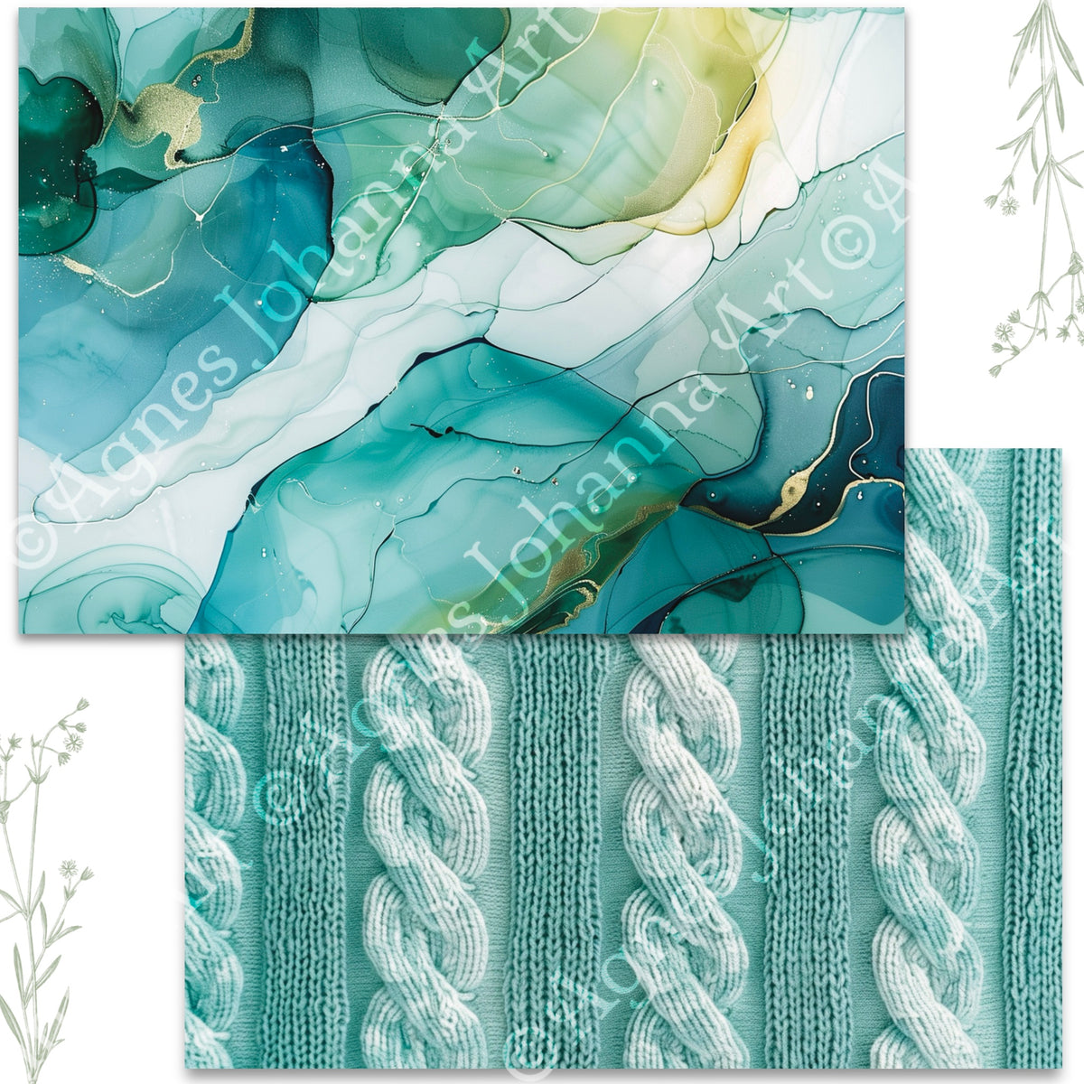 Digitales Papierset „Eucalyptus und Rosen“ - A4 zum Ausdrucken