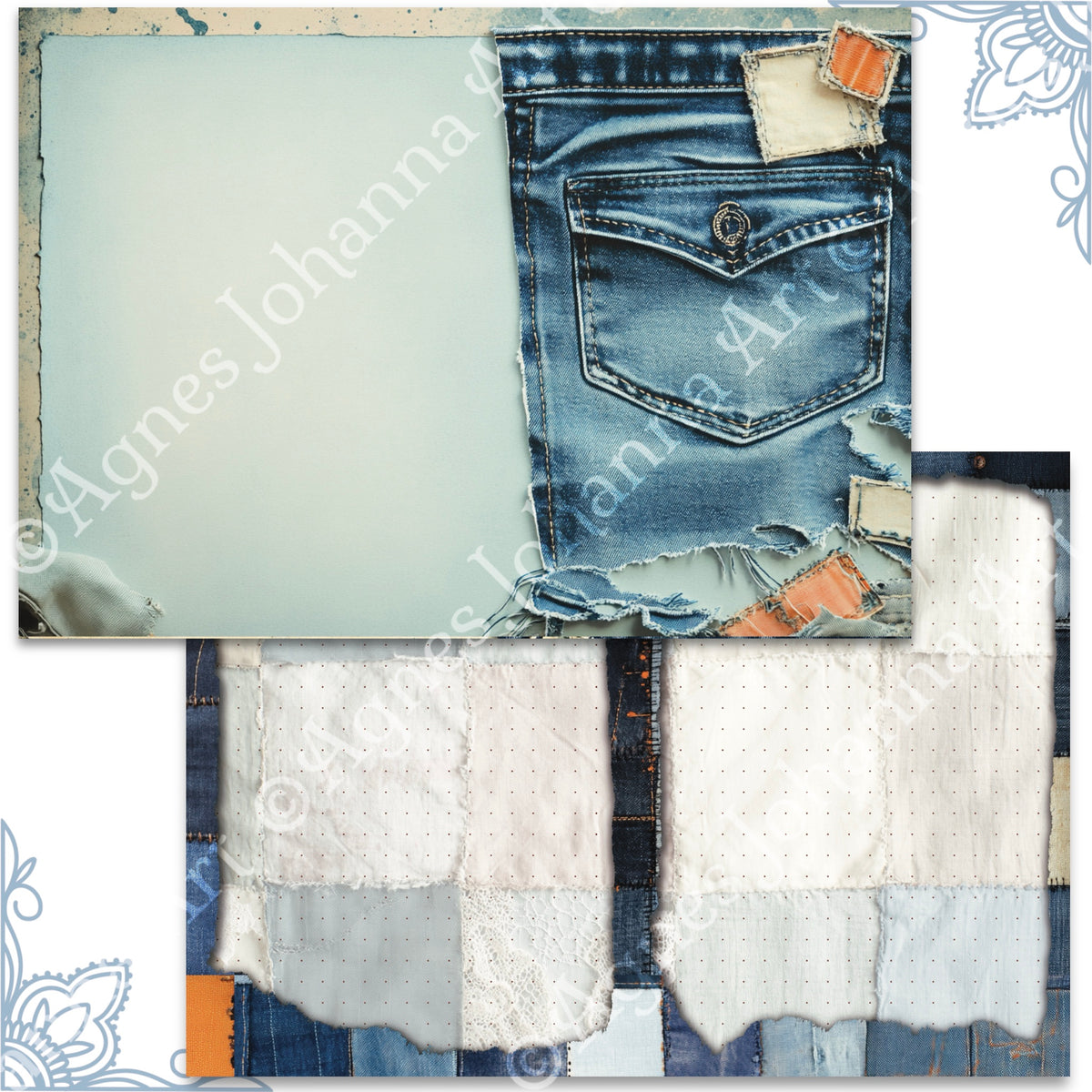 Gedrucktes Papierset "Textilien"