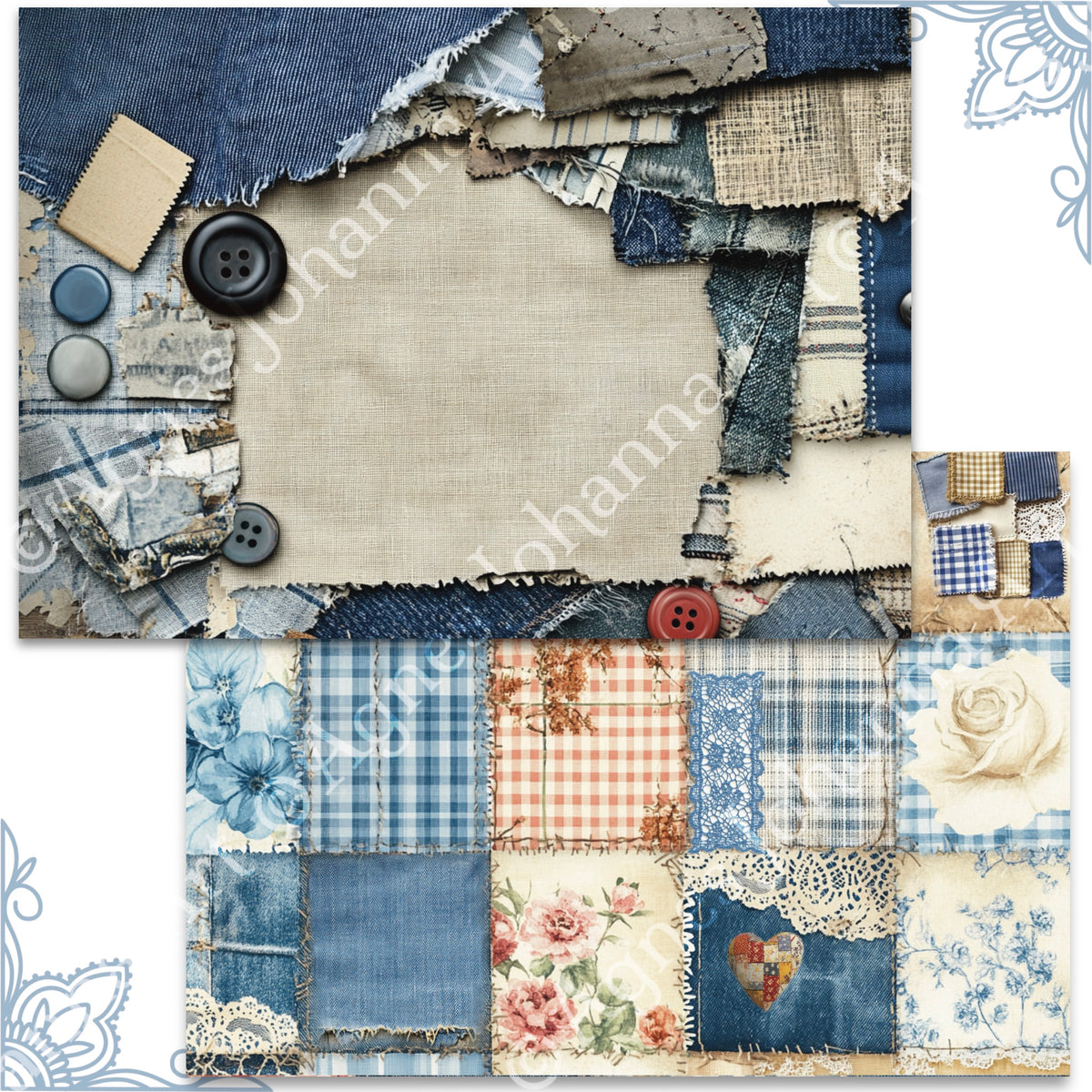 Gedrucktes Papierset "Textilien"