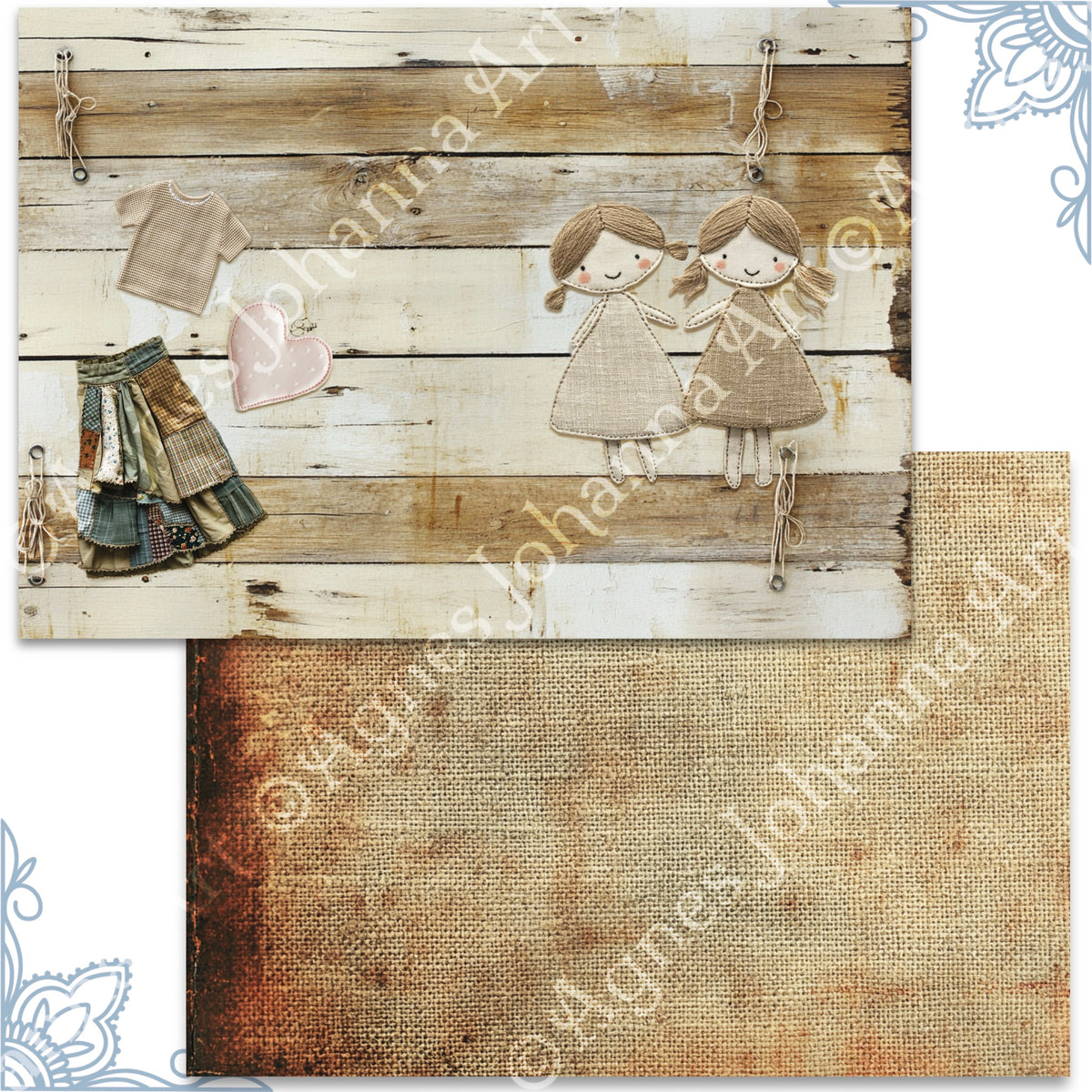Gedrucktes Papierset "Textilien"