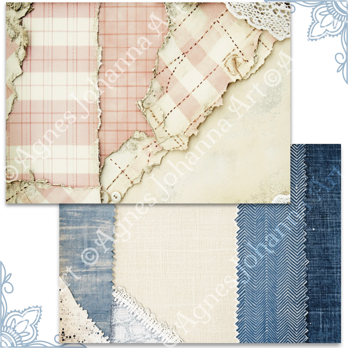 Gedrucktes Papierset "Textilien"