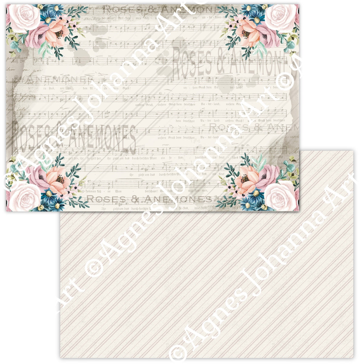 Digitales Papierset „Rosen & Anemonen“ - A4 zum Ausdrucken