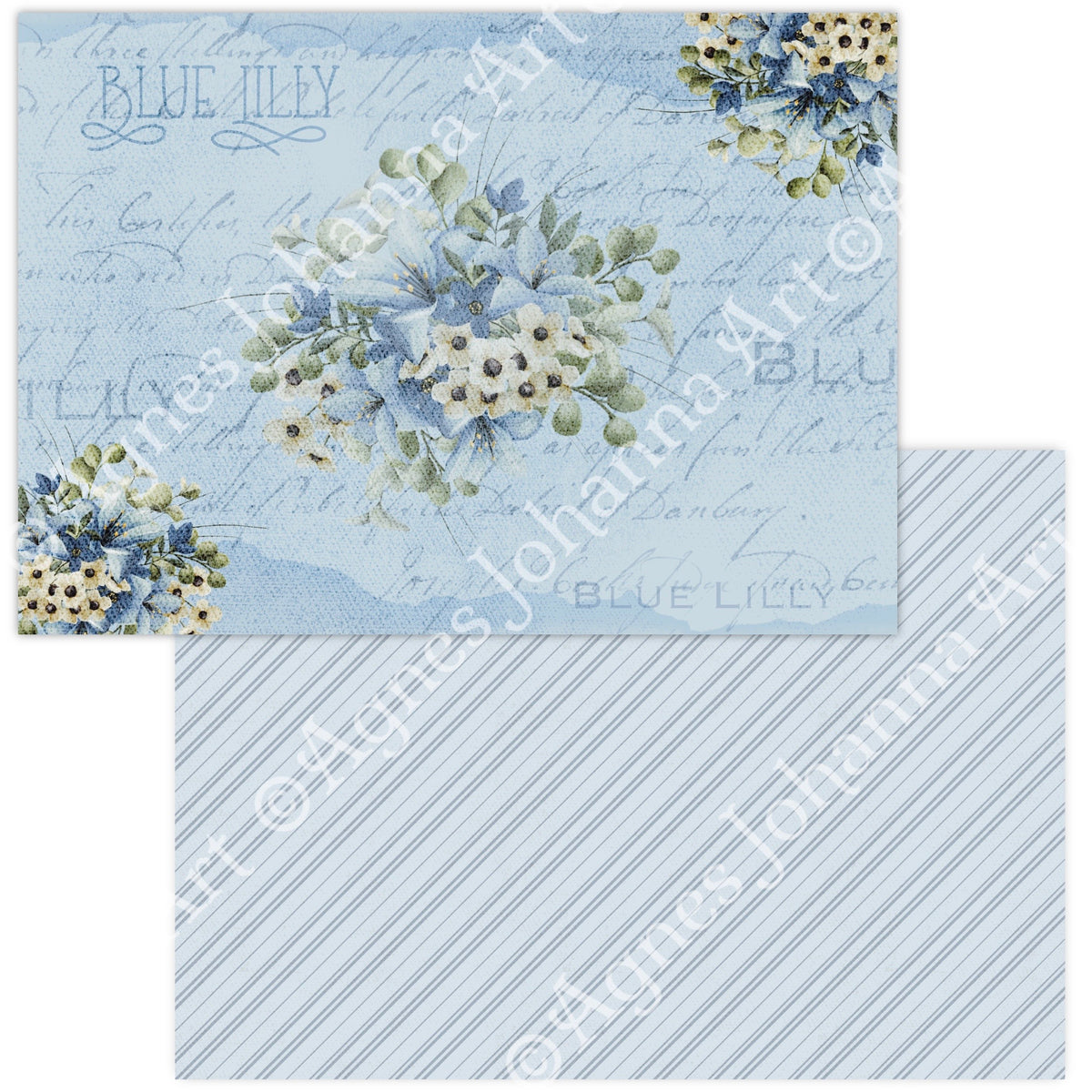 Digitales Papierset „Blue Lilly“ - A4 zum Ausdrucken