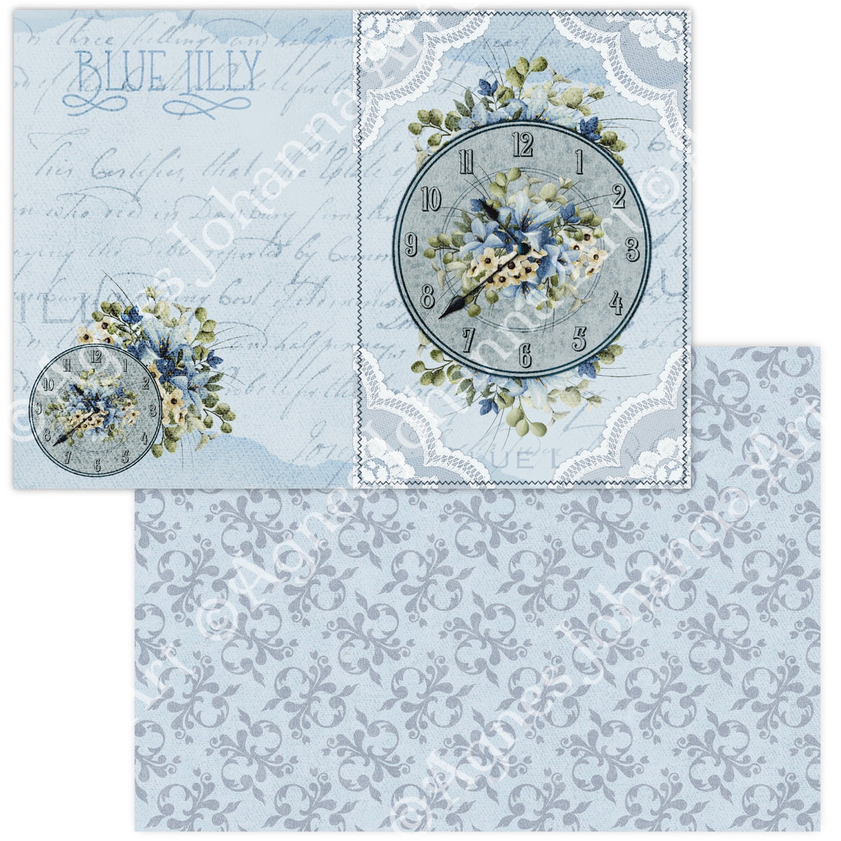 Gedrucktes Papierset "Blue Lilly"