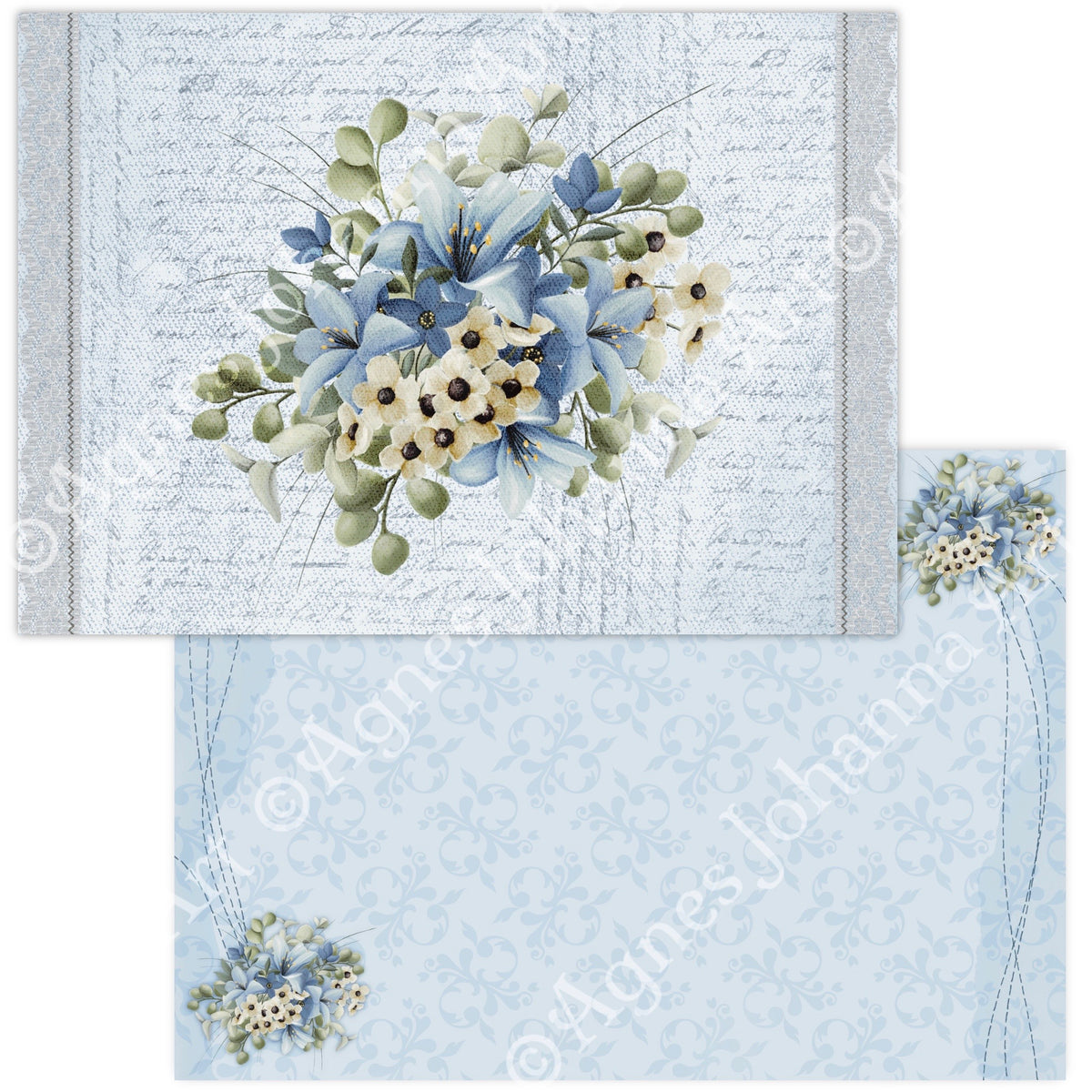 Gedrucktes Papierset "Blue Lilly"