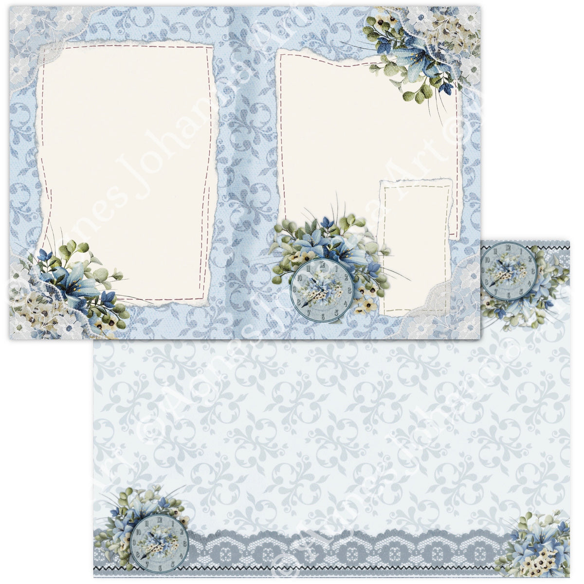 Digitales Papierset „Blue Lilly“ - A4 zum Ausdrucken