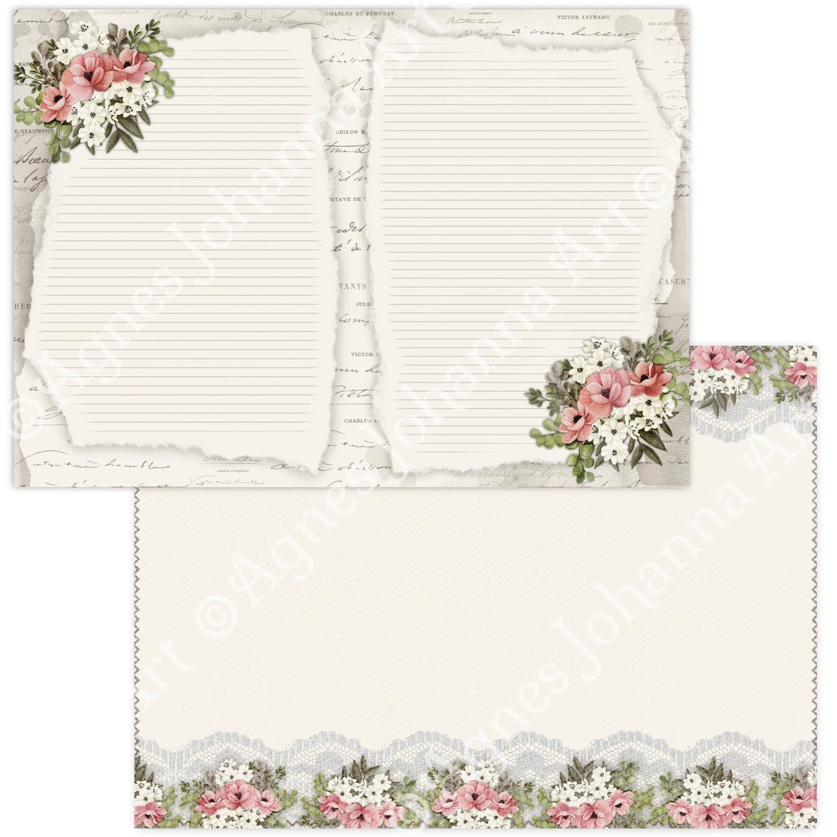 Gedrucktes Papierset "Romantische Schmetterlinge"