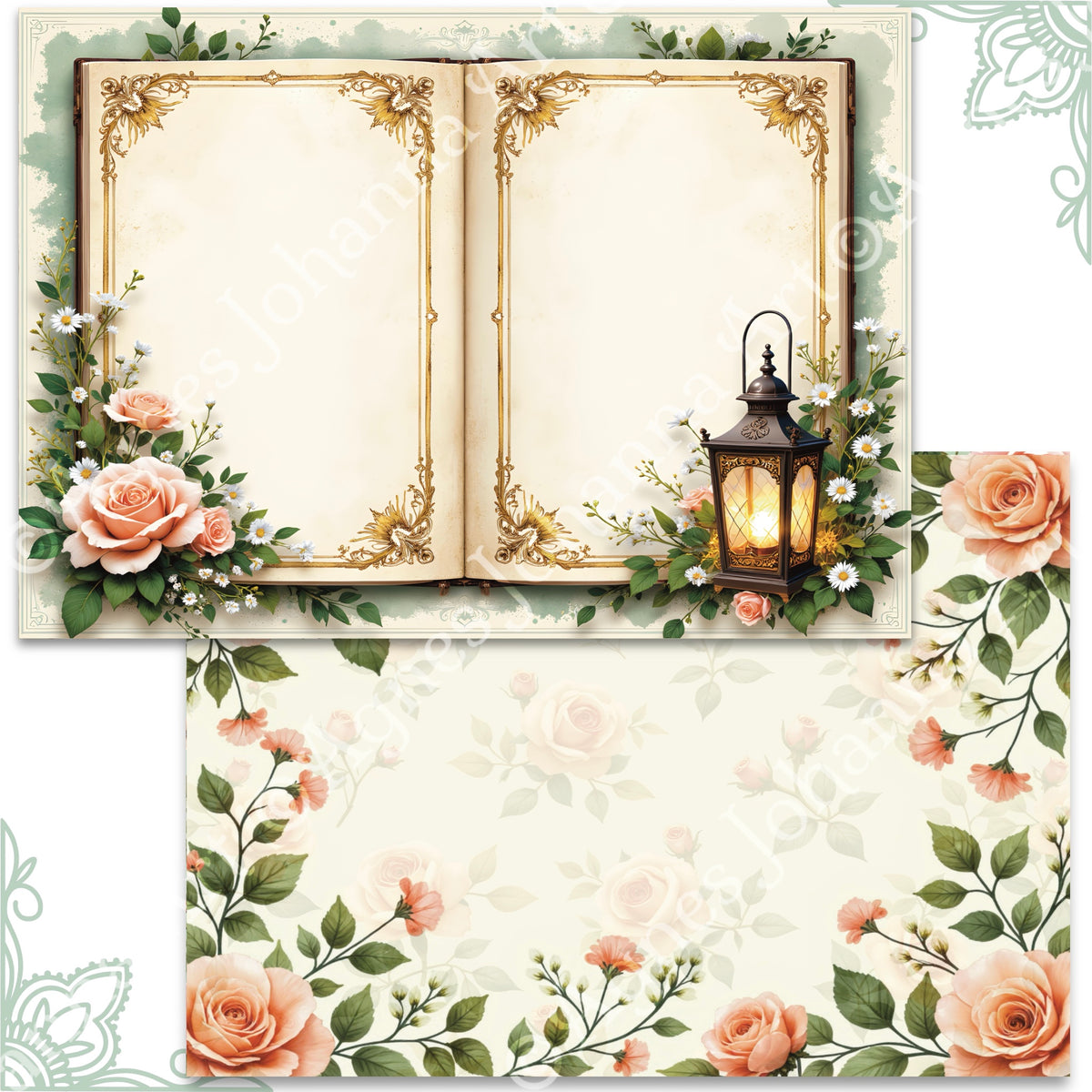 Digitales Papierset "Gartenromantik" - A4 zum Ausdrucken