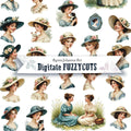 Digitale Fuzzy Cuts „Blaue Träume vergangener Zeit“ – Viktorianische Ladies