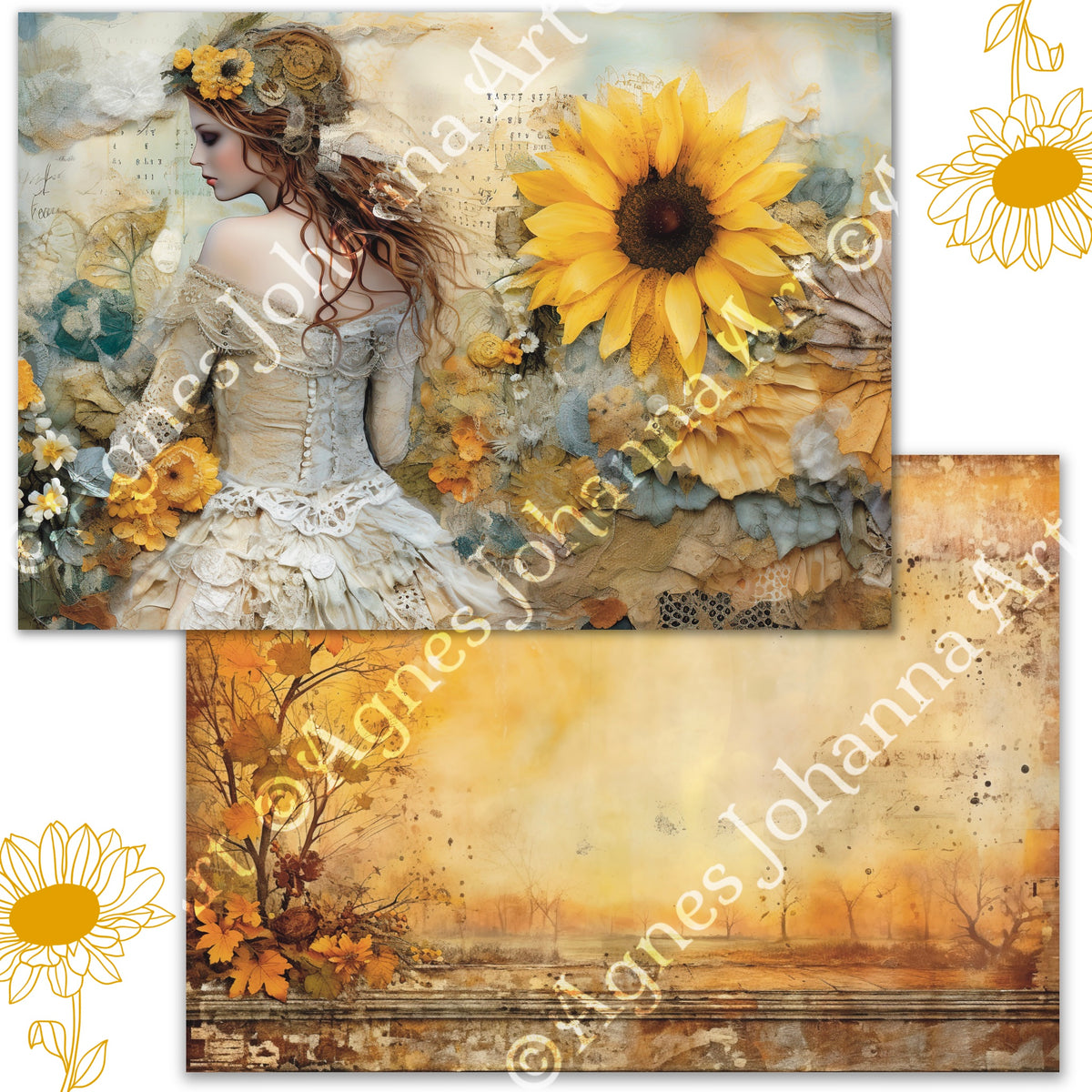 Gedrucktes Papierset "Sonnenblumen Magie"