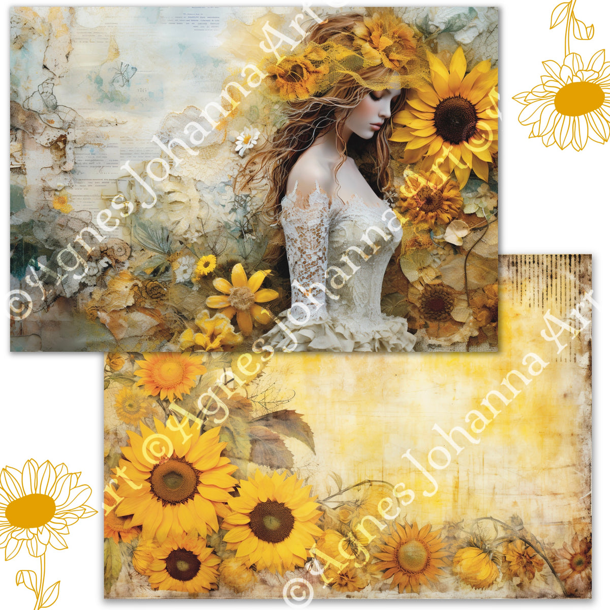 Gedrucktes Papierset "Sonnenblumen Magie"