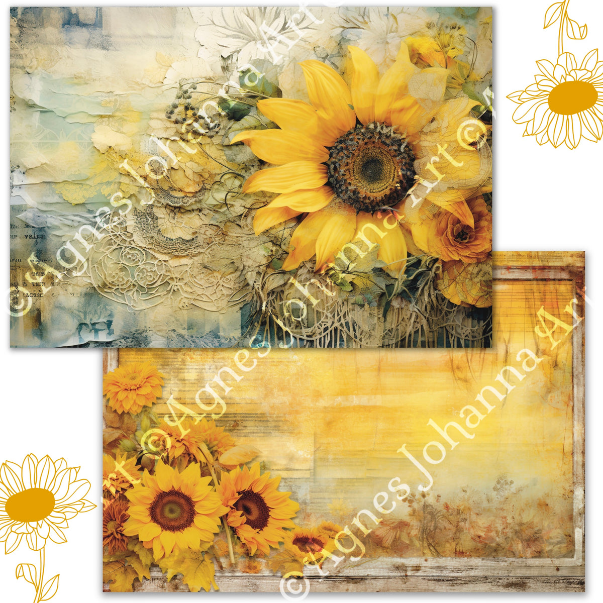 Gedrucktes Papierset "Sonnenblumen Magie"