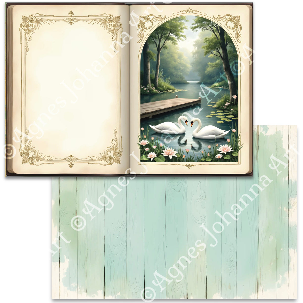 Gedrucktes Papierset "Schwanensee"
