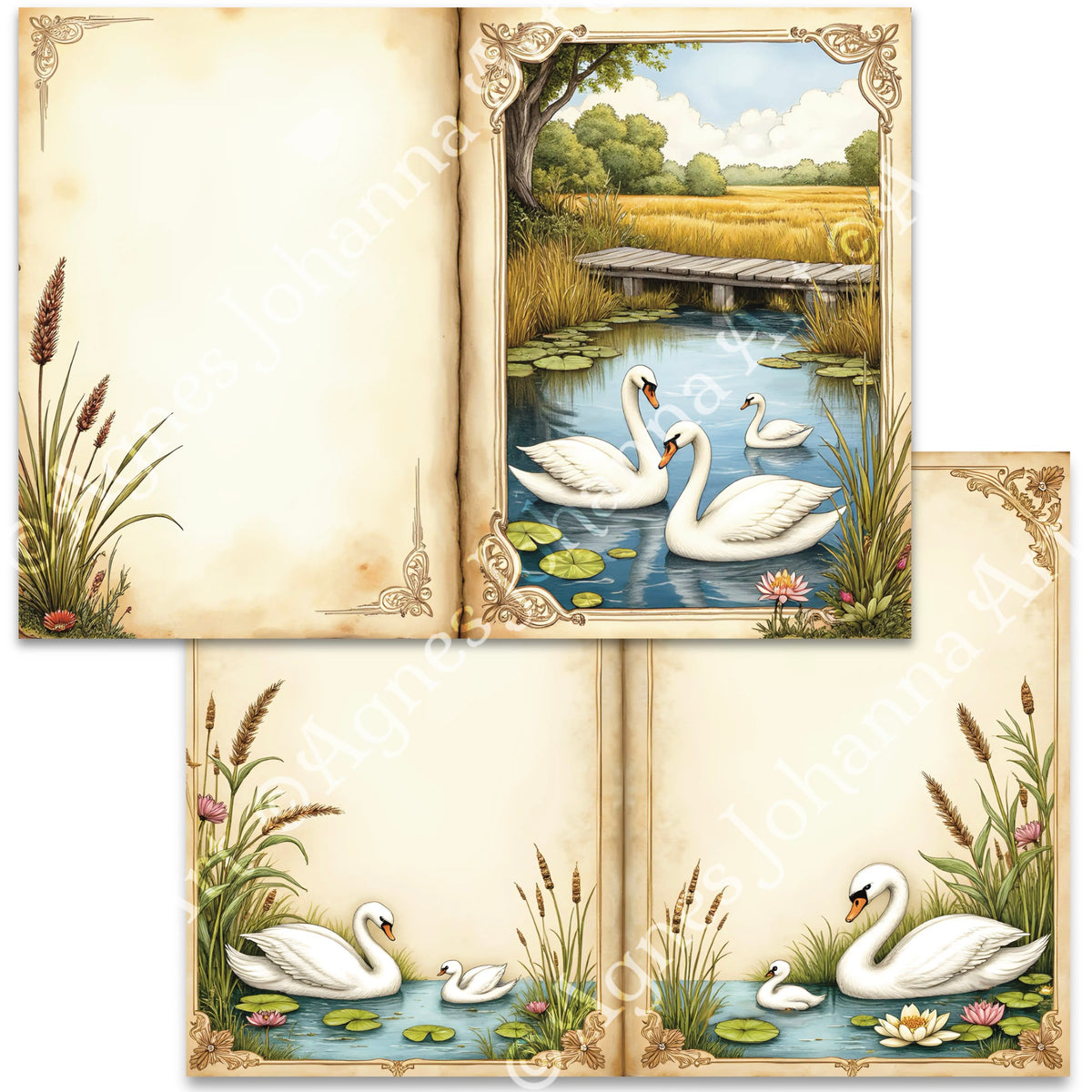 Gedrucktes Papierset "Schwanensee"