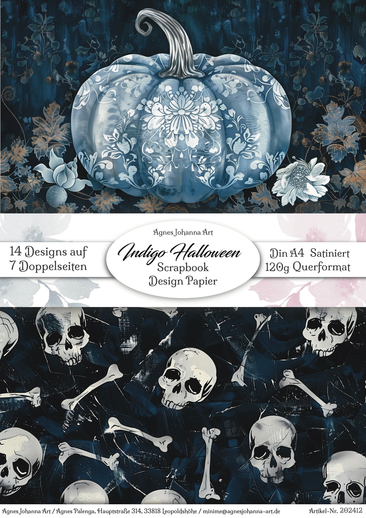 Gedrucktes Papierset "Indigo Halloween"