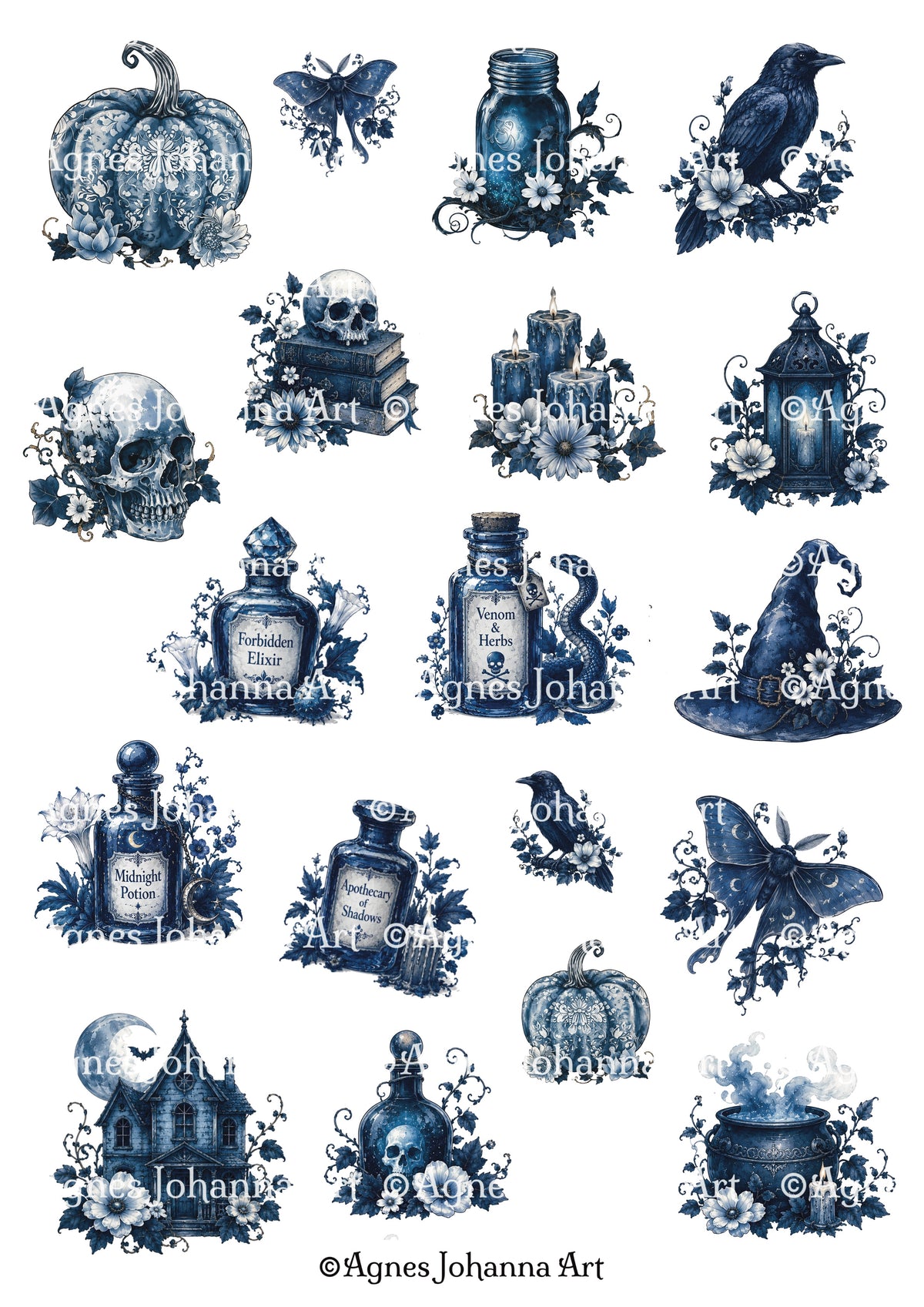 Gedrucktes Papierset "Indigo Halloween"