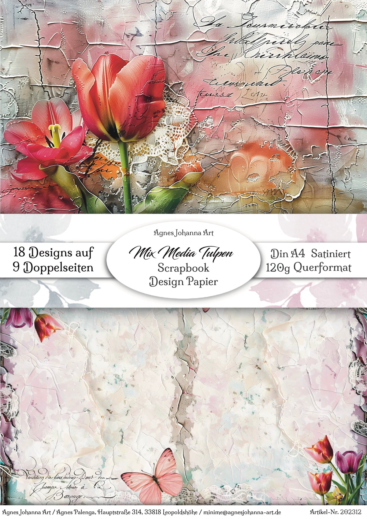 Gedrucktes Papierset "Mix Media Tulpen"