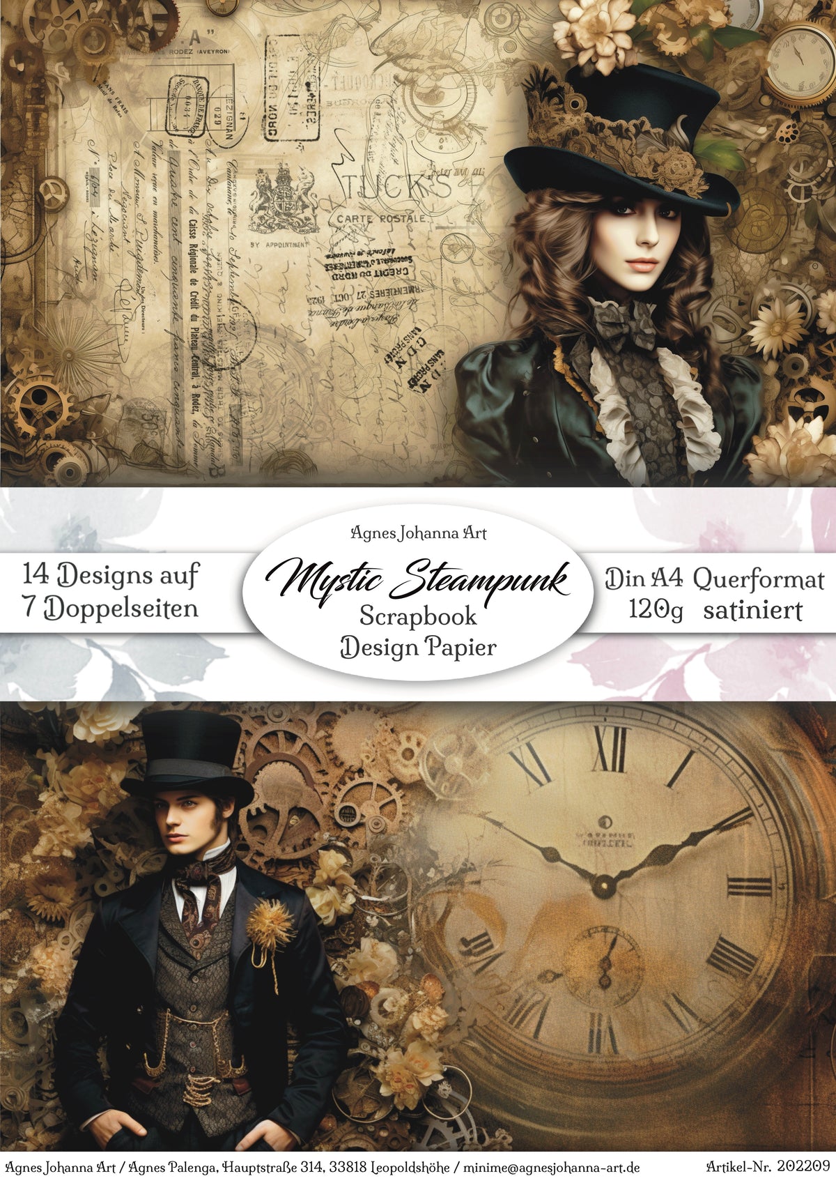 Gedrucktes Papierset "Mystischer Steampunk"
