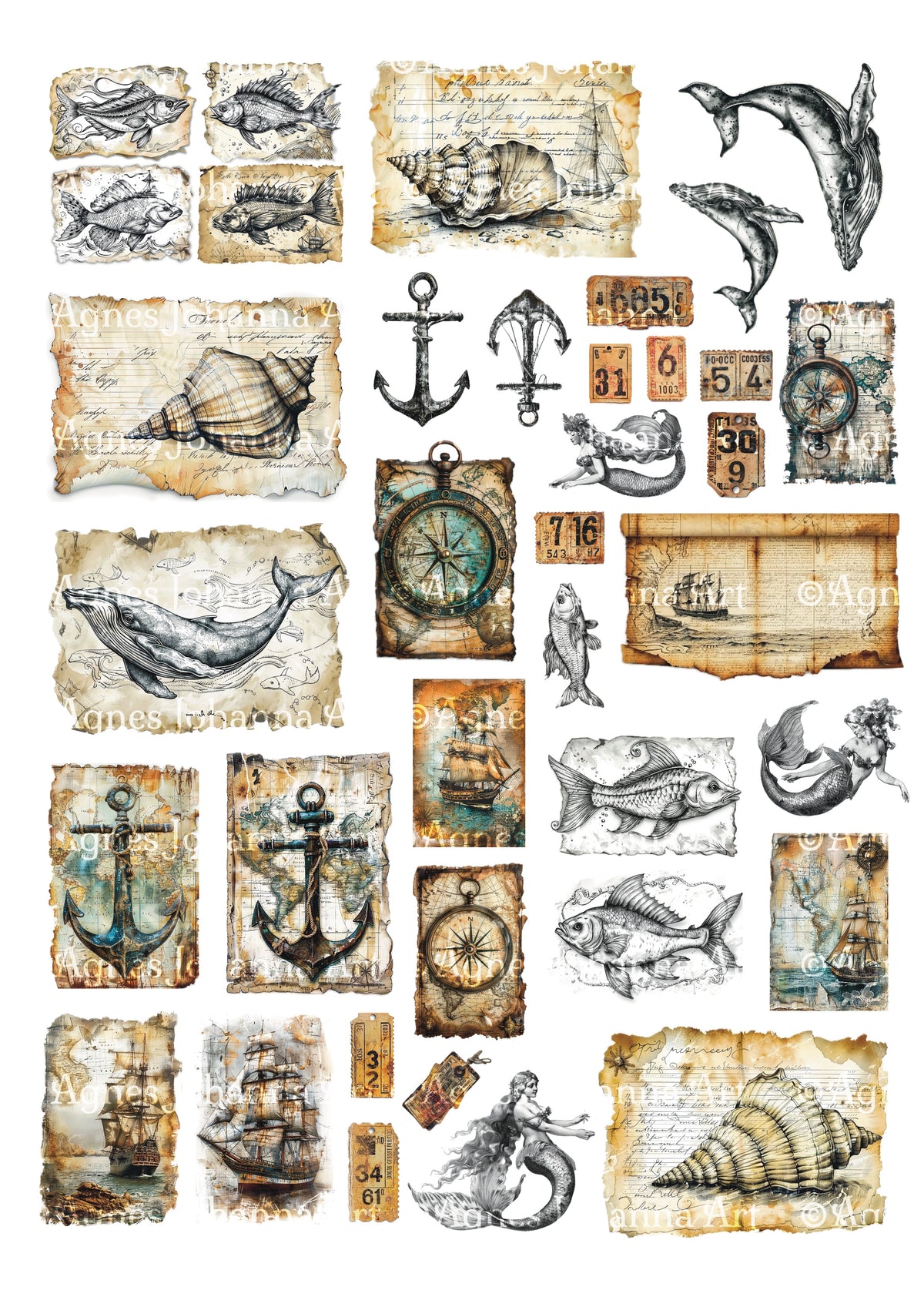 Gedrucktes Papierset "Nautical"