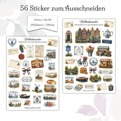 Digitale Fuzzy Cuts „Weltenbummler“ – Postkarte aus Niederlande