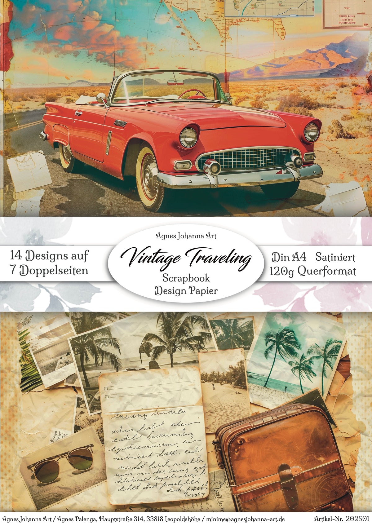 Gedrucktes Papierset "Vintage Traveling"