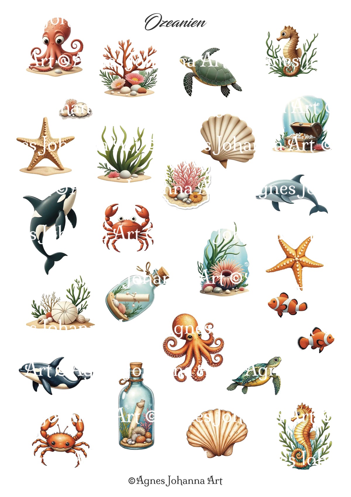 Gedrucktes Papierset "Ozeanien"