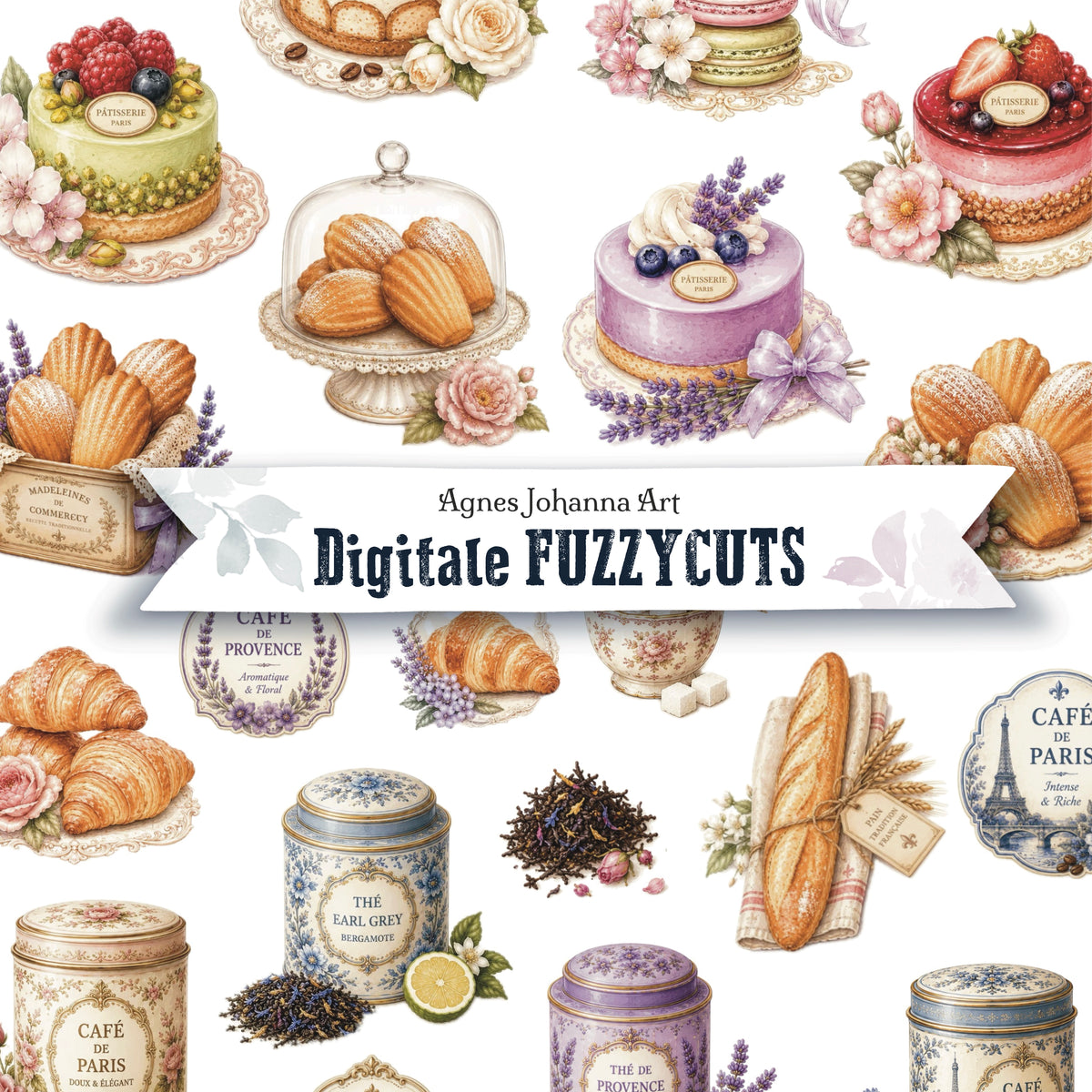 Digitale Fuzzy Cuts „Pariser Sommer“ – Maison de Cafe / Patisserie