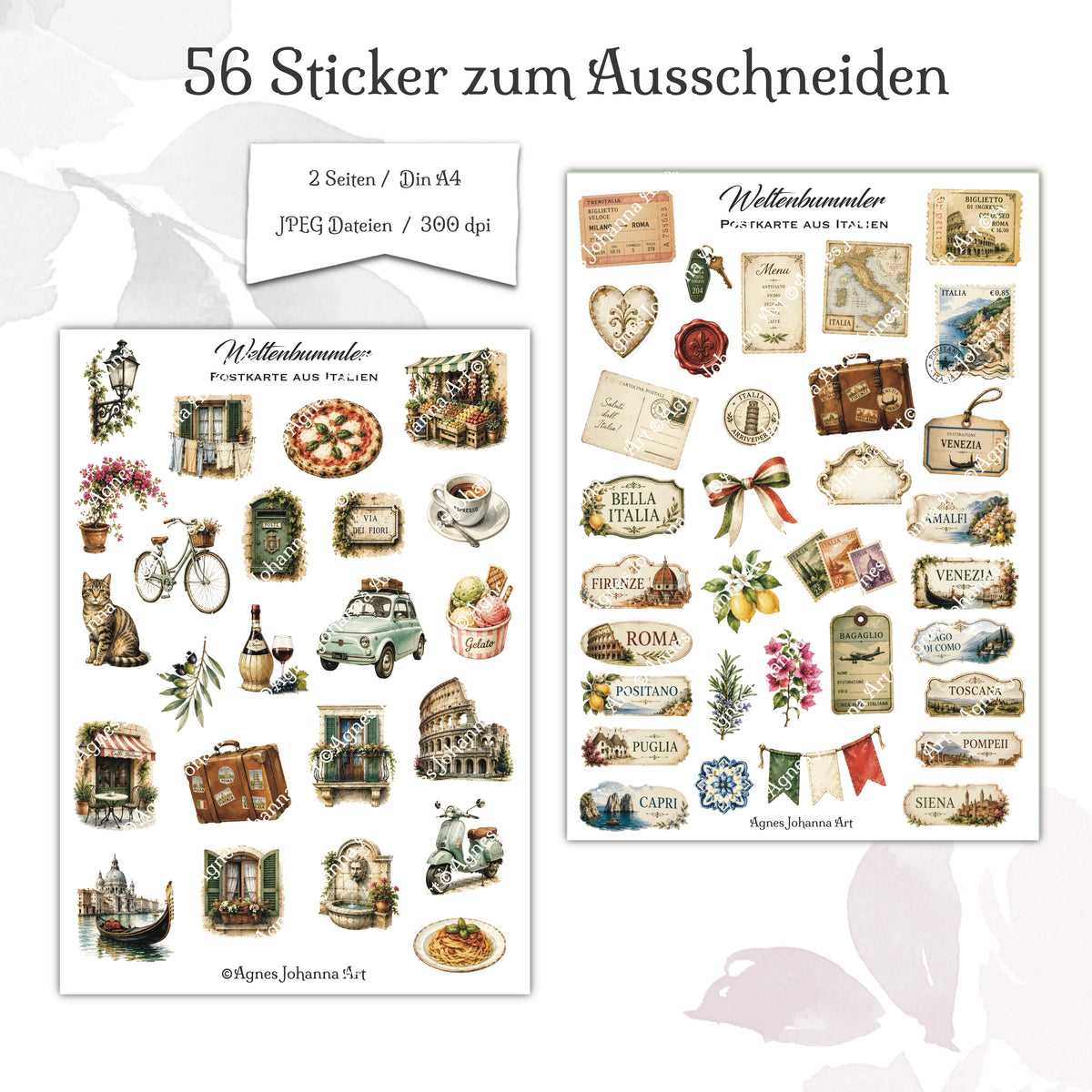 Digitale Fuzzy Cuts „Weltenbummler“ – Postkarte aus Italien