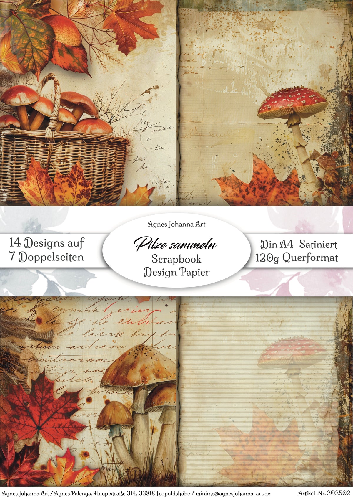 Gedrucktes Papierset "Pilze sammeln"