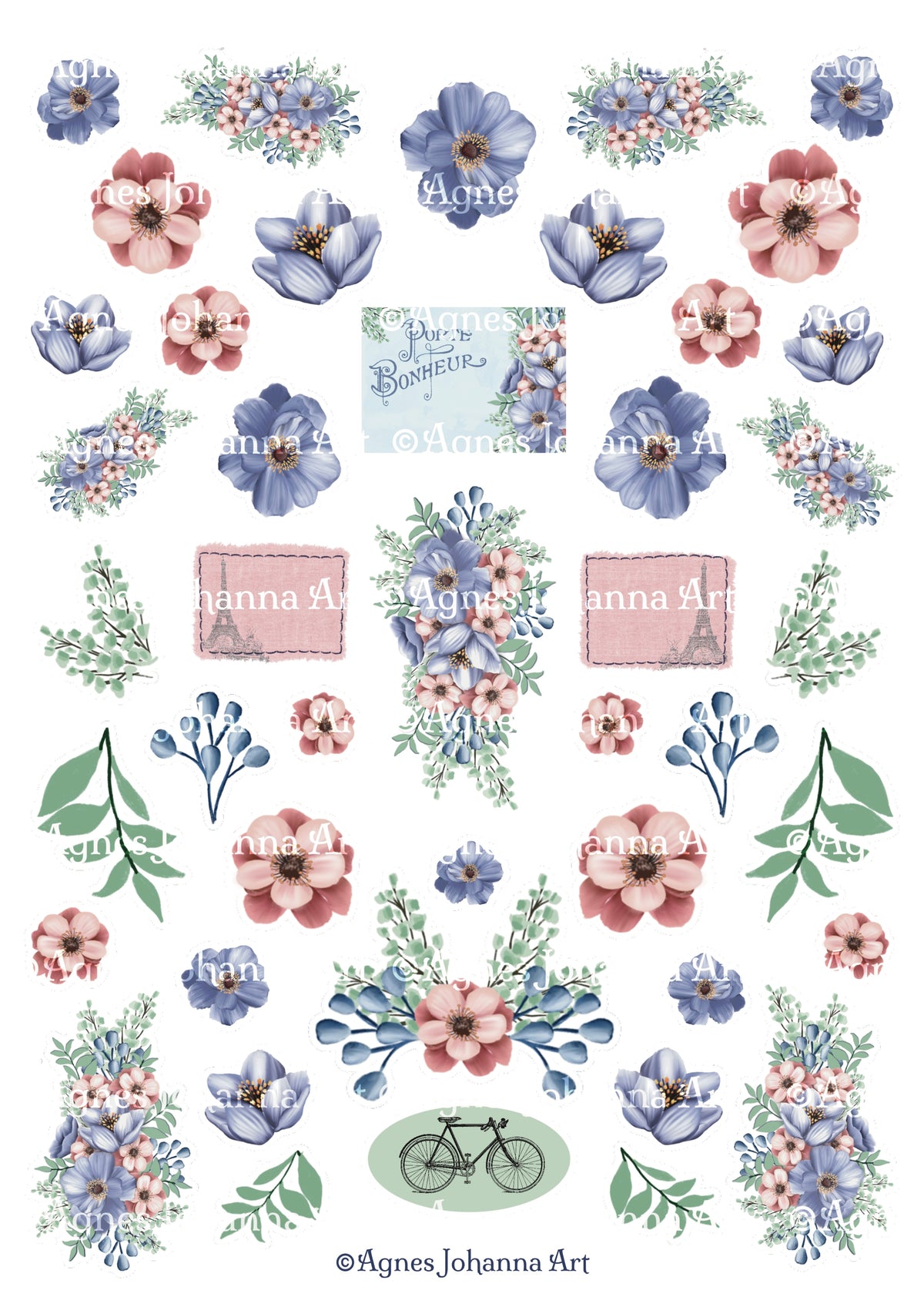 Gedrucktes Papierset "Porte Bonheur"