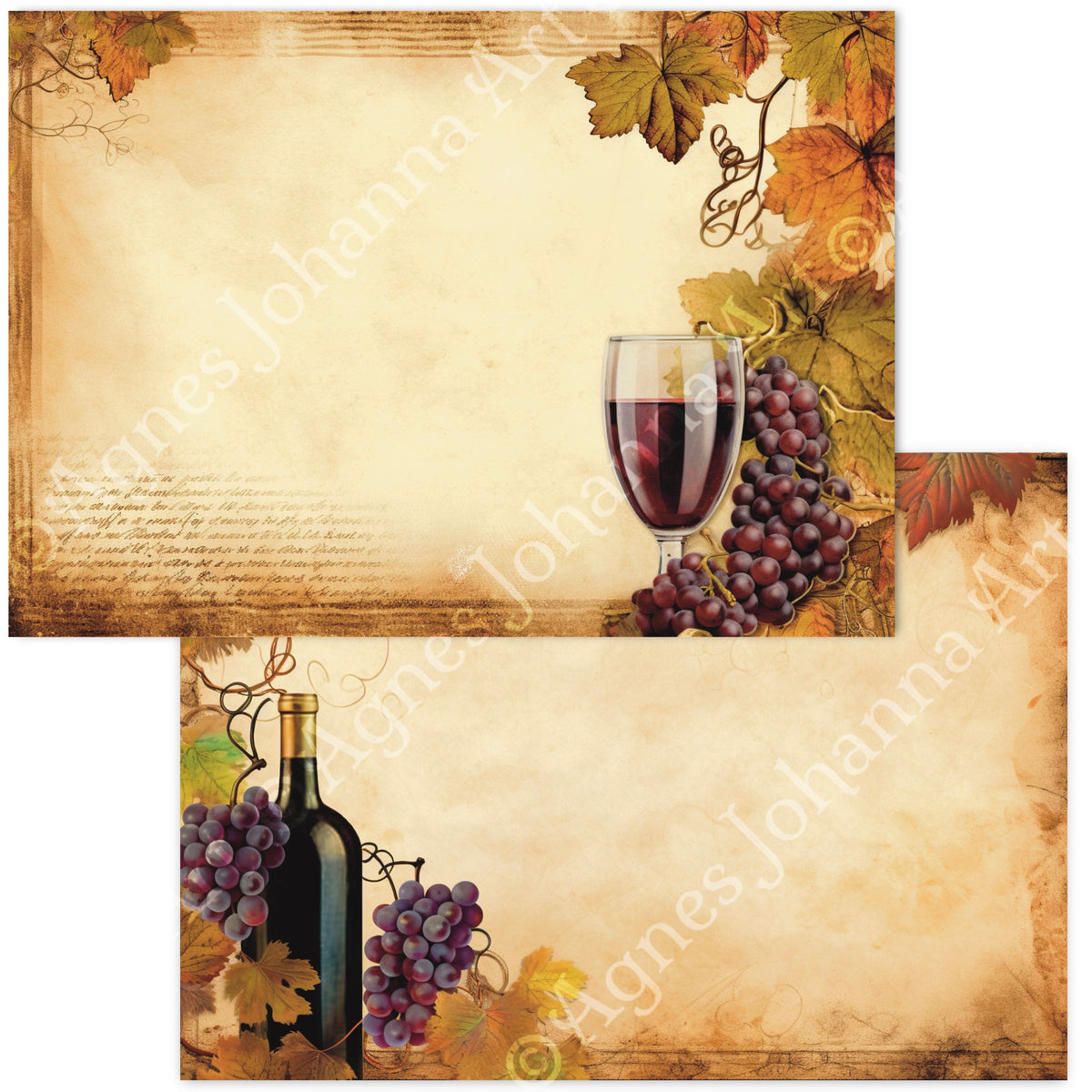 Gedrucktes Papierset "Rote Weintrauben"