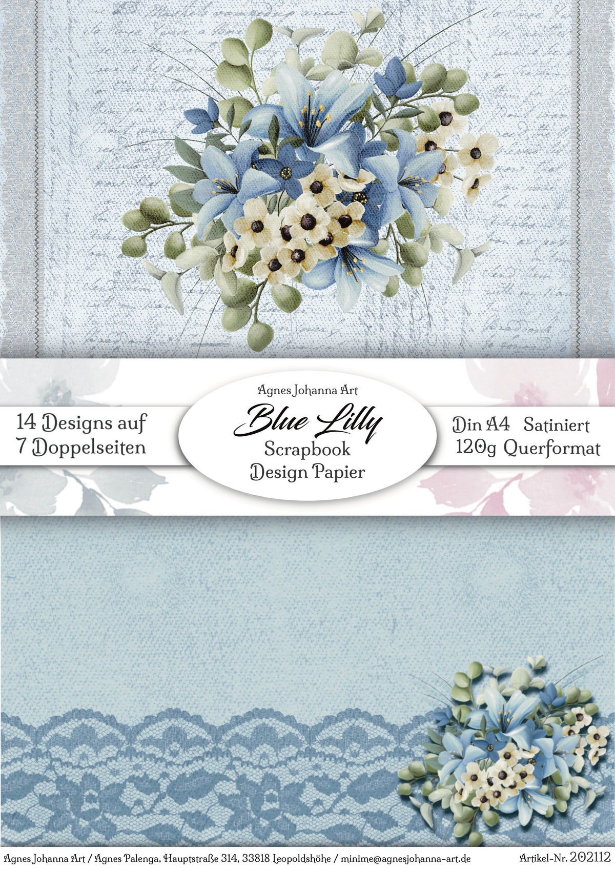 Gedrucktes Papierset "Blue Lilly"