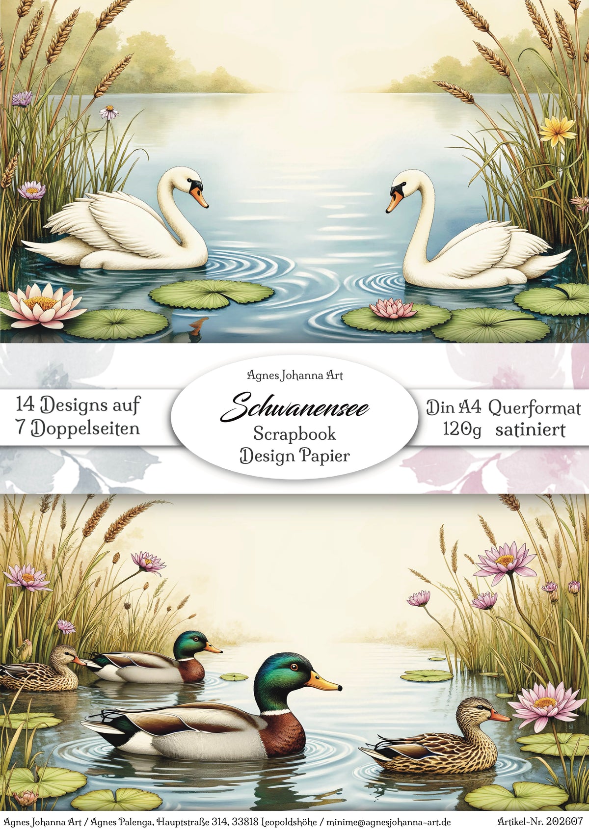 Gedrucktes Papierset "Schwanensee"