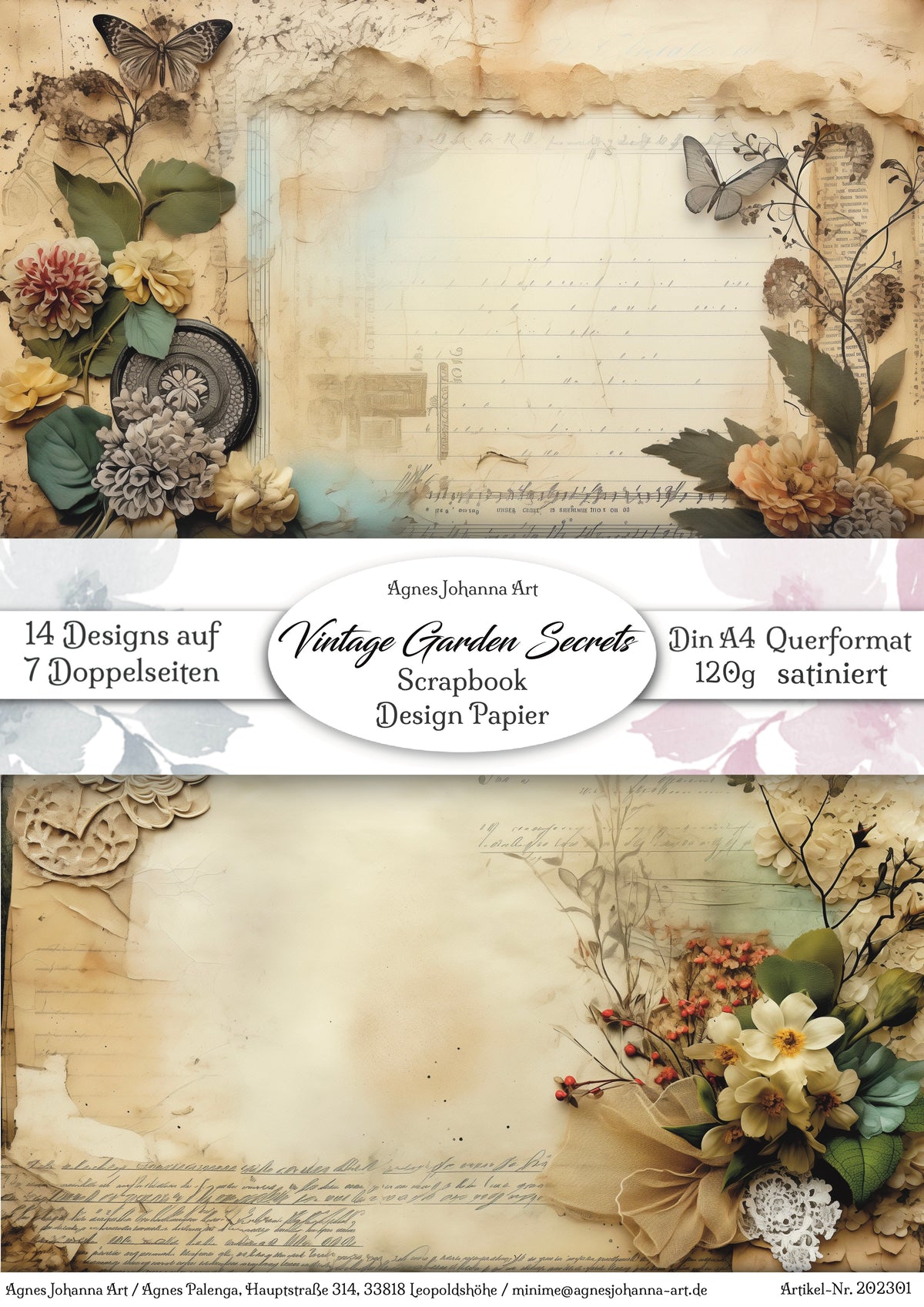 Gedrucktes Papierset "Vintage Garden Secrets"