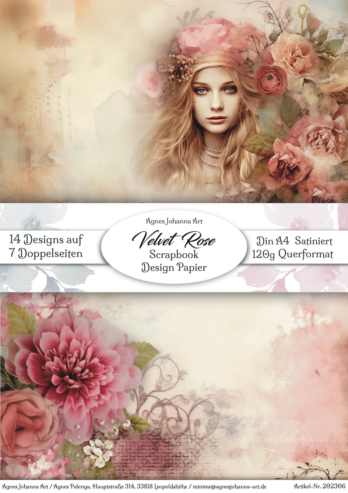 Gedrucktes Papierset "Velvet Roses"