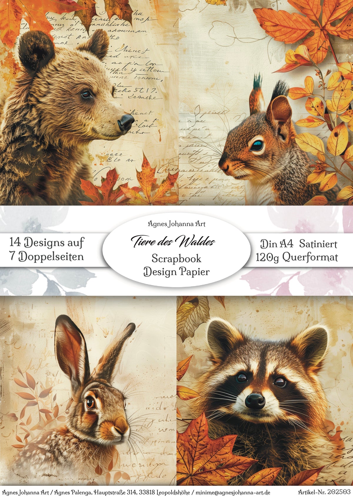 Gedrucktes Papierset "Tiere des Waldes"