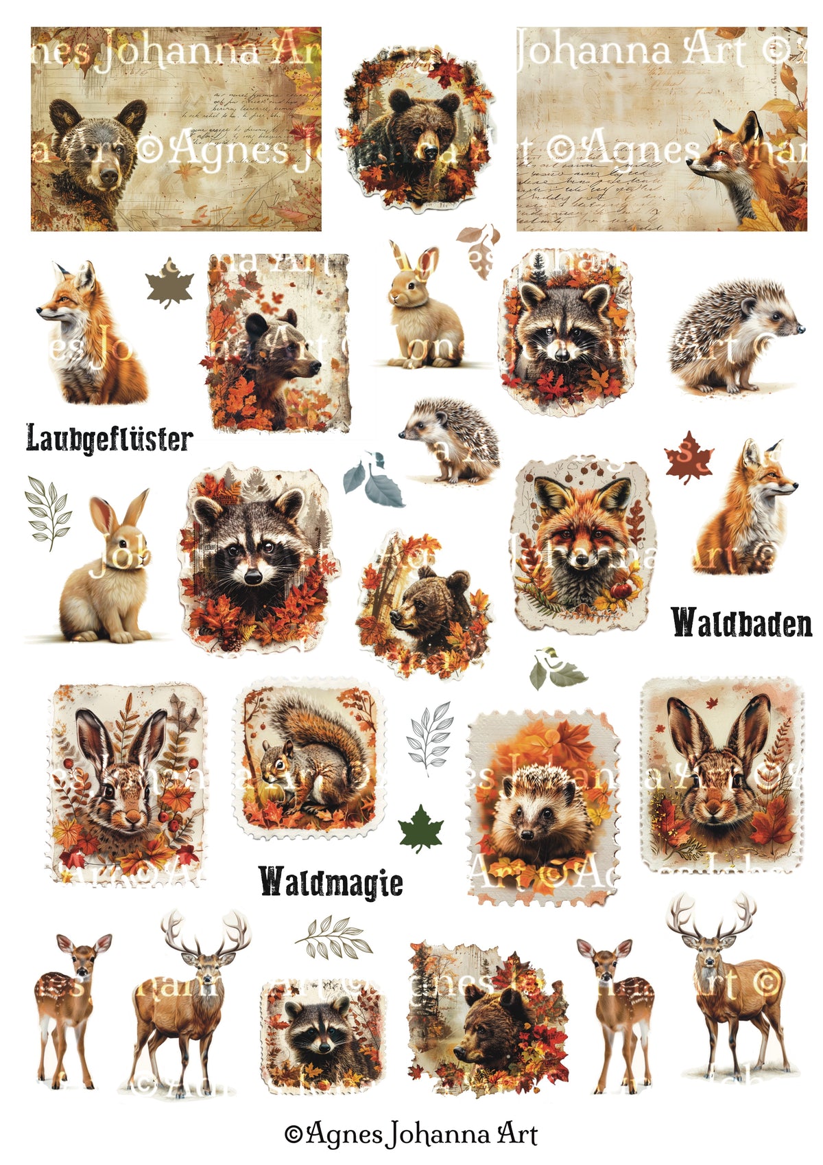 Gedrucktes Papierset "Tiere des Waldes"