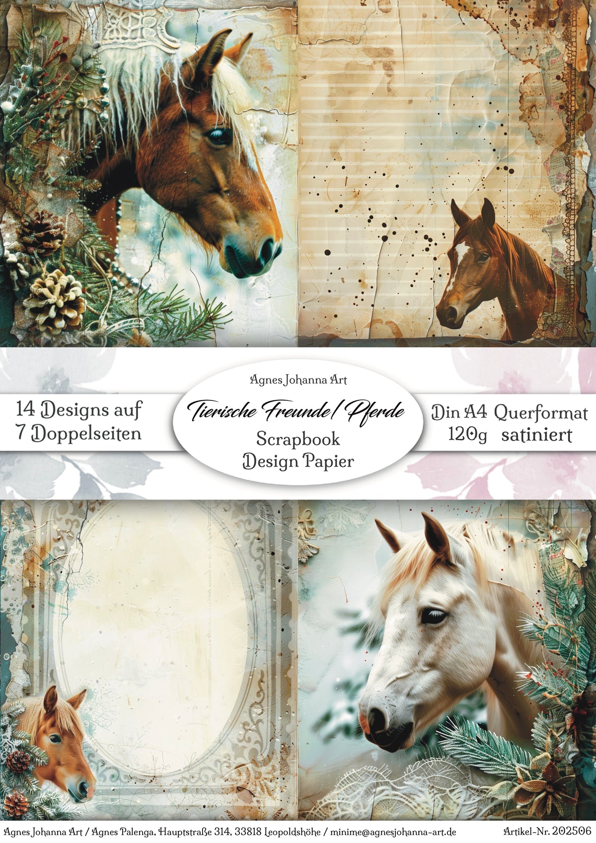Gedrucktes Papierset "Tierische Freunde - Pferde"