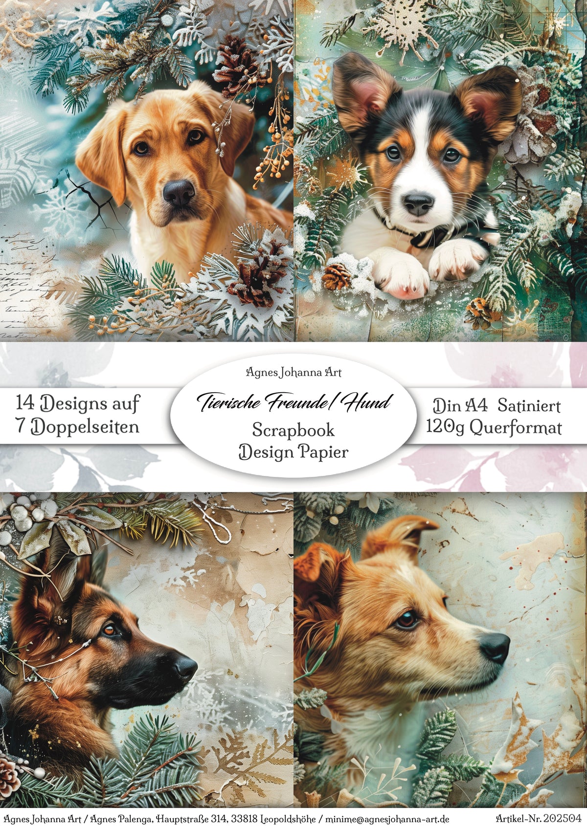 Gedrucktes Papierset "Tierische Freunde - Hunde"