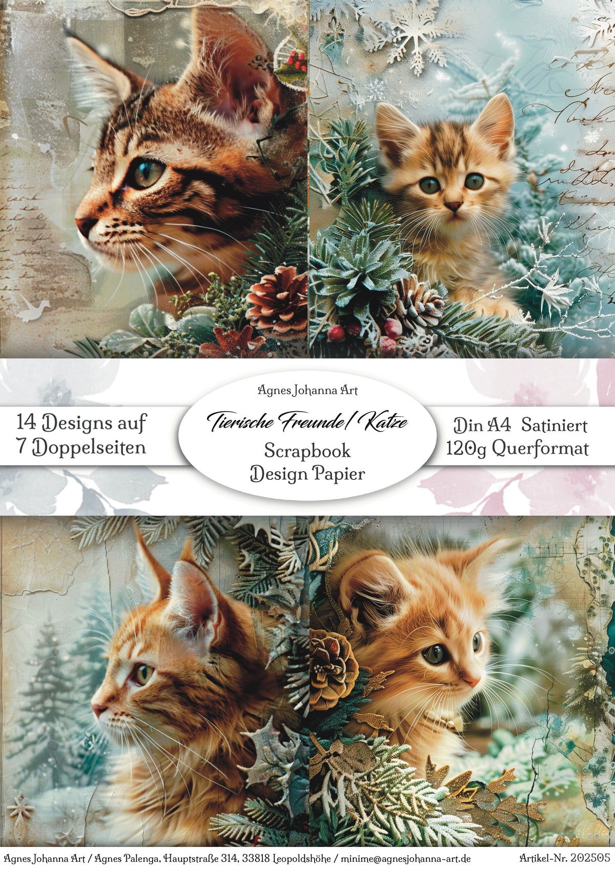 Gedrucktes Papierset "Tierische Freunde - Katzen"
