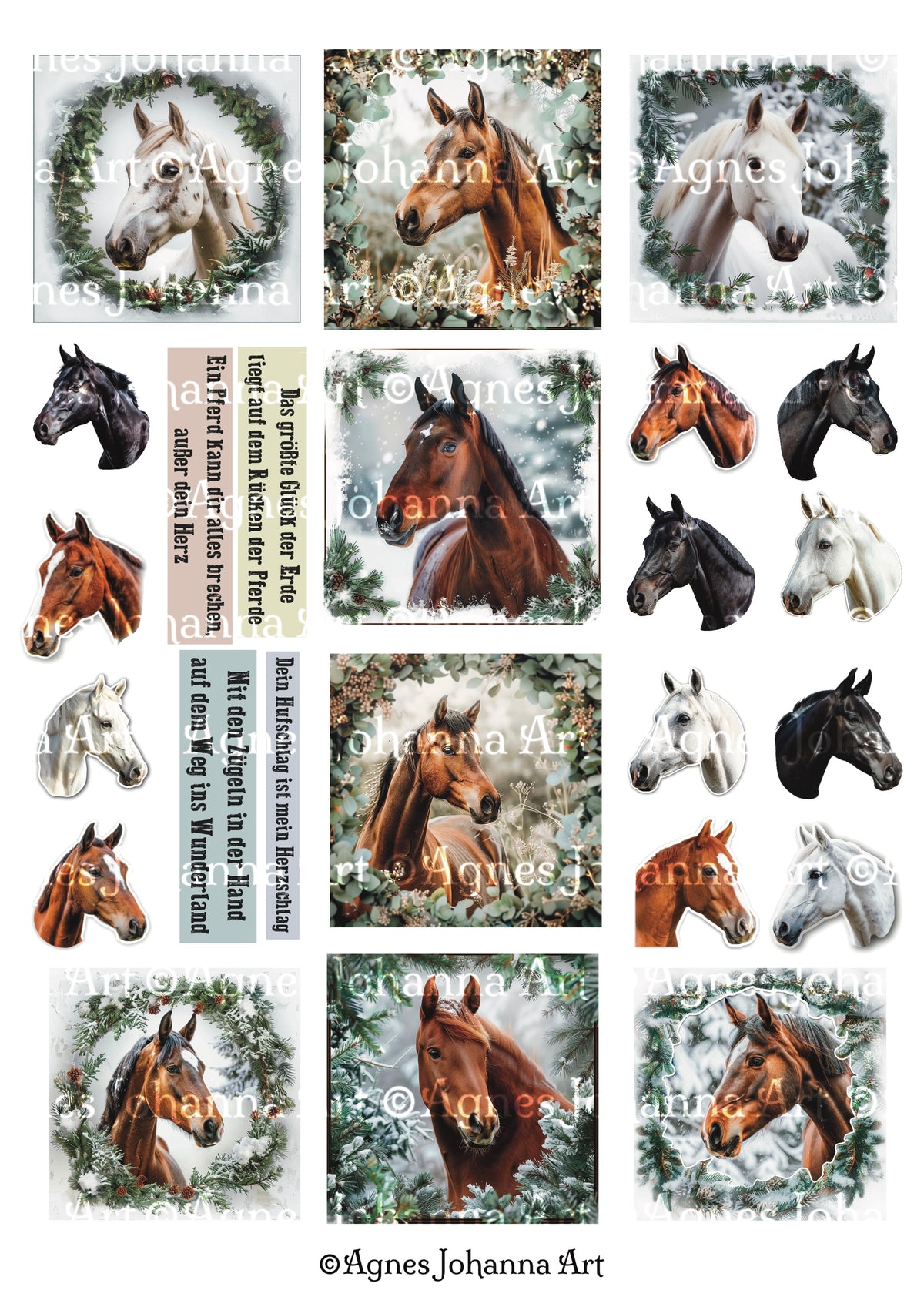 Gedrucktes Papierset "Tierische Freunde - Pferde"