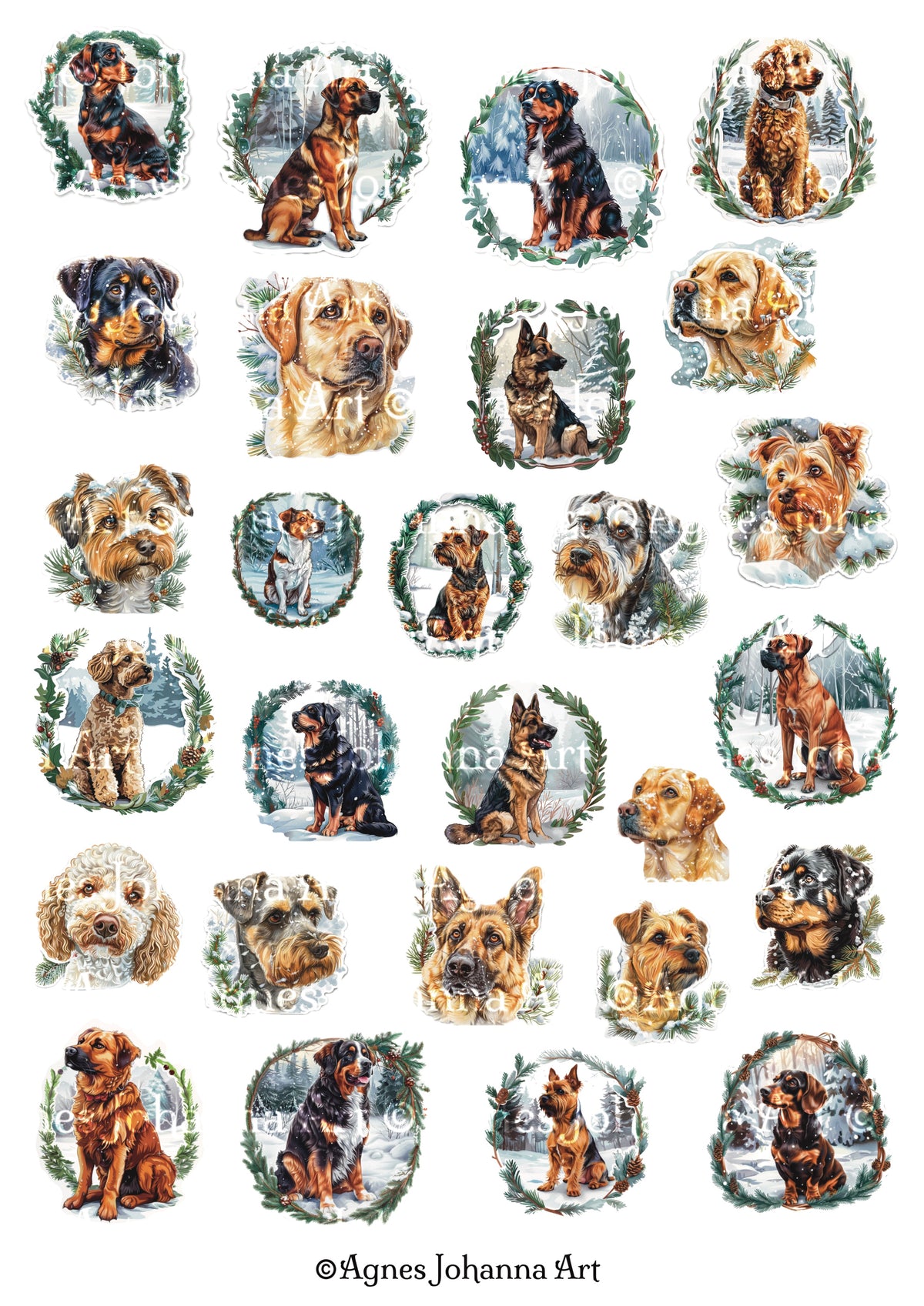 Gedrucktes Papierset "Tierische Freunde - Hunde"
