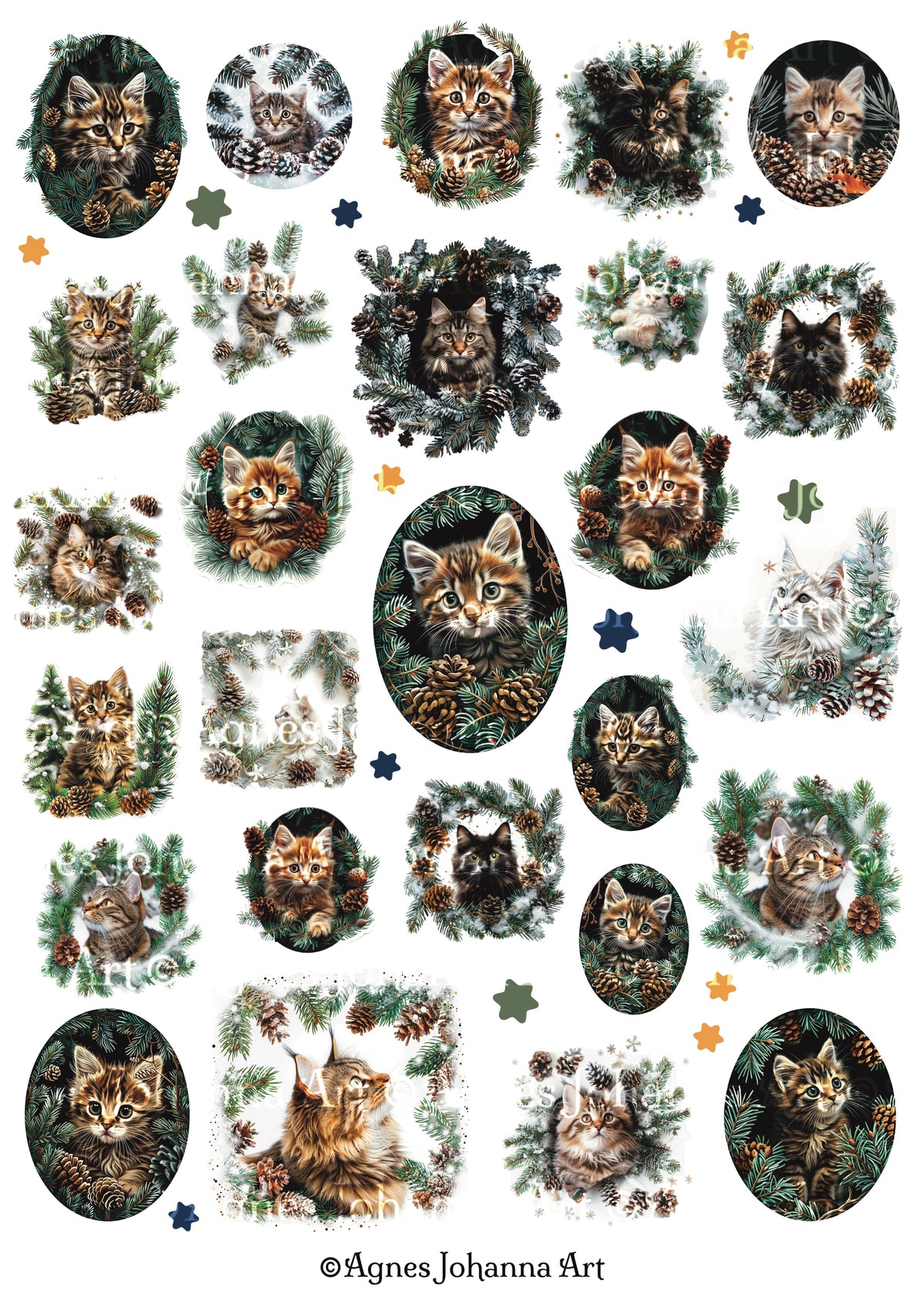 Gedrucktes Papierset "Tierische Freunde - Katzen"
