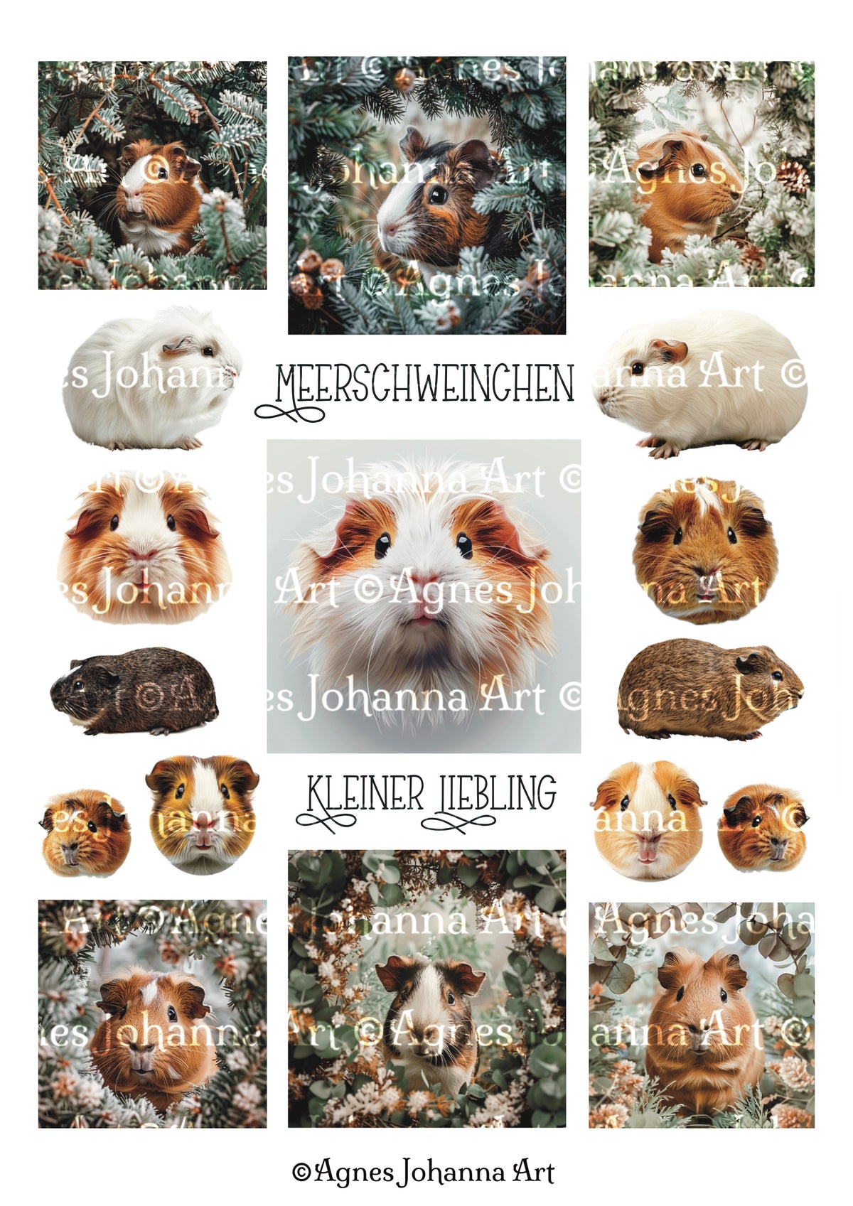 Gedrucktes Papierset "Tierische Freunde - Nager Meerschweinchen"