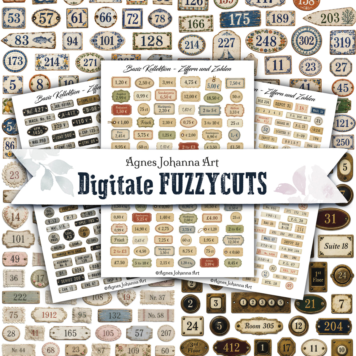 Digitale Fuzzy Cuts „Ziffern und Zahlen“