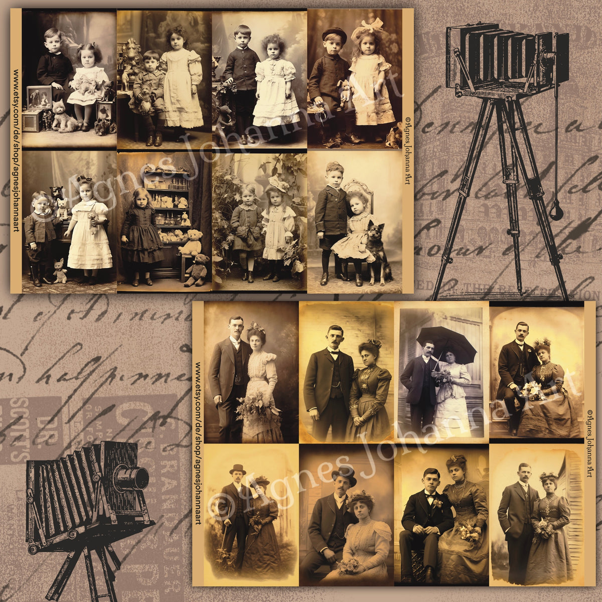 Digitale Journal Karten | Vintage Kabinett Fotografien