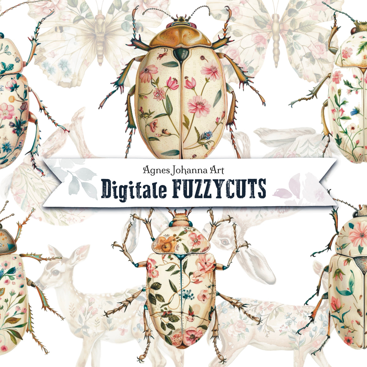 Digitale Fuzzy Cuts "Shabby Chic Tiere im Porzellan Stil"
