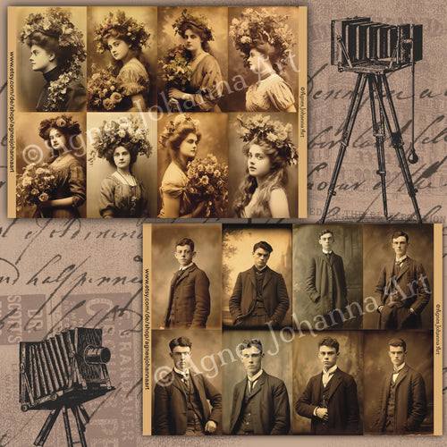 Digitale Journal Karten | Vintage Kabinett Fotografien