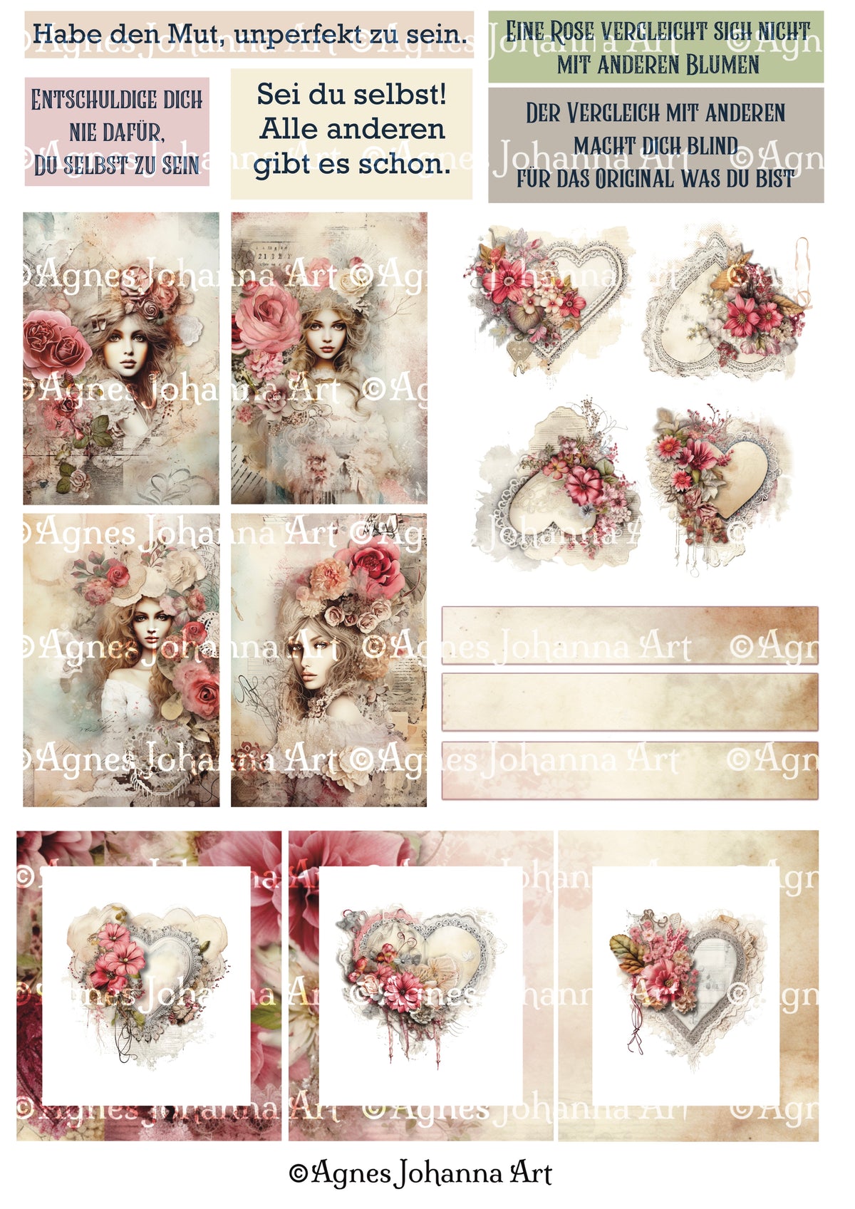 Gedrucktes Papierset "Velvet Roses"